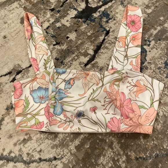 NWT Forever 21 White Floral Printed Bralette Crop Top - Picture 6 of 8